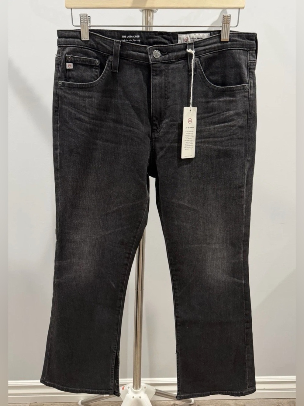 AG Adriano Goldschmied The Jodi Crop High Rise Slim Flare Crop Jeans Black 31